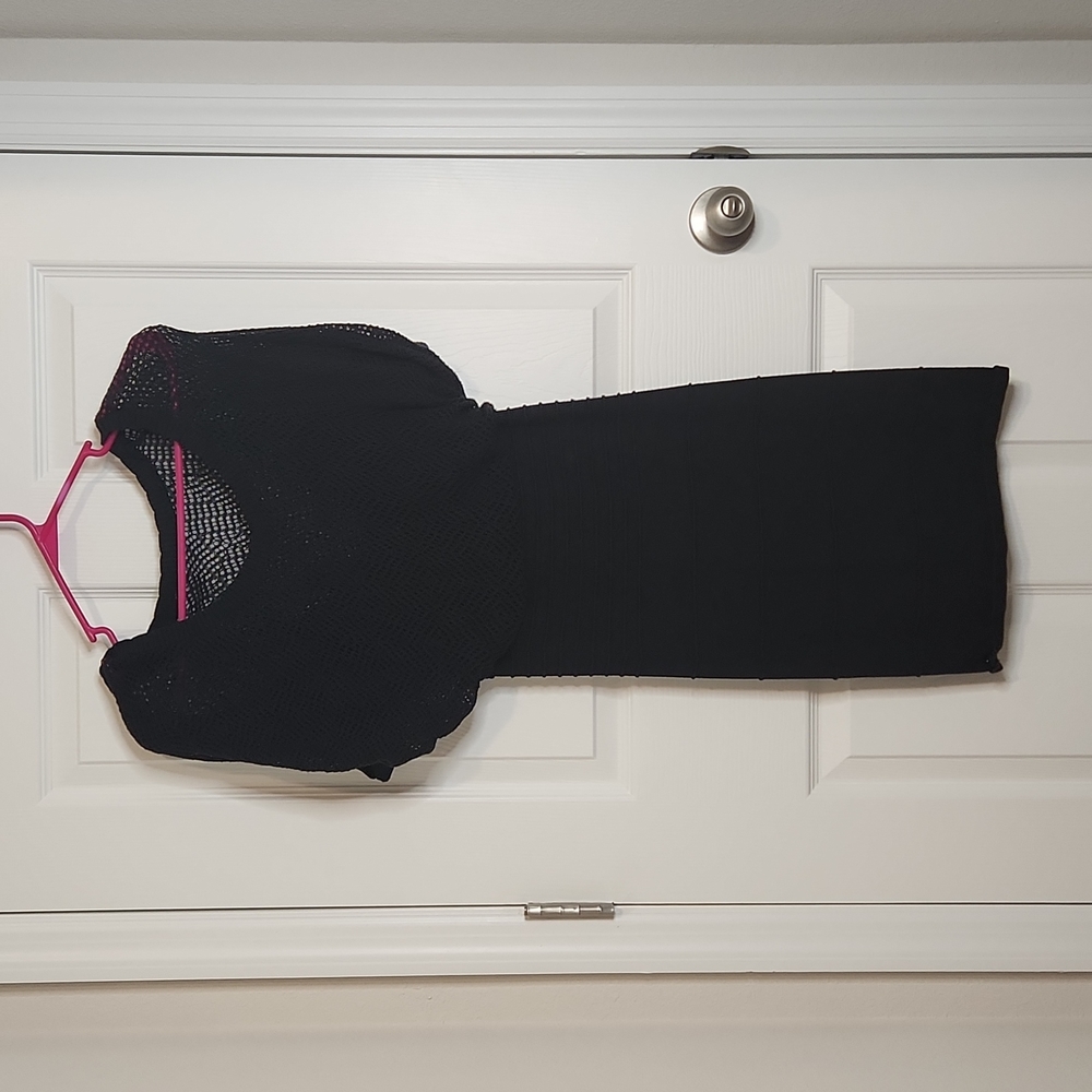 Black netted bodycon dress